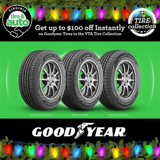 Save up to $100 instantly on select Goodyear tires