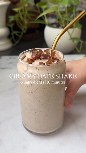 DATE SHAKE ✨ Creamy, naturally sweet, and full of cozy date cinnamon flavor. This Date Shake is one of my all-time favorite frozen treats! Made with just 6 healthy ingredients and packed with protein, it’s ready in 10 minutes and perfect for breakfast or dessert. Comment “RECIPE” to save this to your inbox! 💛 ▢ 1/2 cup cottage cheese (or Greek yogurt) ▢ 1/2 cup pitted dates (Deglet Noor or Medjool) ▢ 2–3 Tablespoons maple syrup (optional) ▢ 1 medium frozen banana ▢ 1 teaspoon cinnamon ▢ 1 cup m