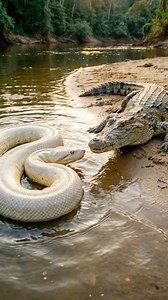 White anaconda vs big crocodile | Zona Clipp