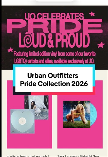 Urban Outfitters Pride Collection 2026 let’s go through them all…what did you pick up? @Urban Outfitters @madison beer @Zara Larsson @slayyyter @ADÉLA @Kesha @JADE #vinylrecords #vinyl #records #madisonbeer #zaralarsson