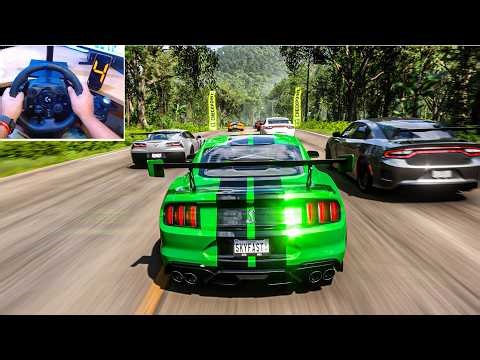 1480HP Mustang SHELBY GT vs MUSCLE CARS - Forza Horizon 5 | Logitech G923 Steering Wheel