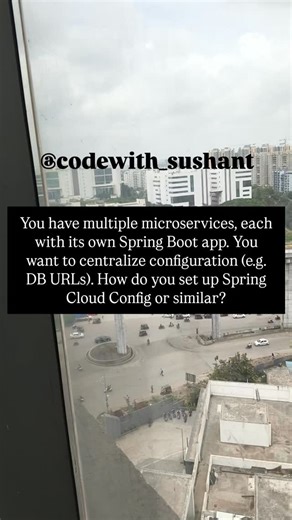 Sushant Kumbhar on Instagram: "✅ Answer: When you have multiple microservices running as independent Spring Boot applications, it becomes difficult to manage configurations like database URLs, API keys, or environment variables separately. To solve this, you can use Spring Cloud Config to centralize configuration management. ⚙️ How It Works 1️⃣ Create a Config Server: You set up a central Spring Boot application called a Config Server. This server connects to a configuration repository (like Git