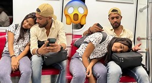 SLEEPING ON STRANGERS IN THE METRO PRANK 😜 PART-2 --EPIC REACTION 😍-- PRANK INDIA #prank #prankindia #sleepingprank | PRANK INDIA