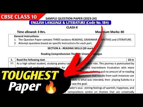 Toughest PAPER 🔥 Class 10 English Sample Paper 2023-24 | English Sample Paper Solution