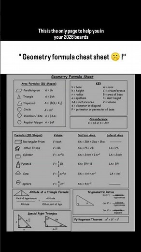 geometry formula sheet #trending #iq #education #viral #examrevision #geometry #exam #teachersday