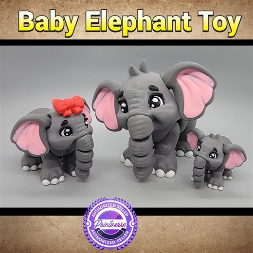 3D Printed Articulated Baby Elephant Toy: Sensory Fidget Gift - Etsy