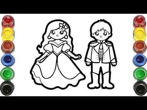 Cute Bride & Groom Drawing, Painting Colouring For Kids Toddlers ‪@Artworld06‬