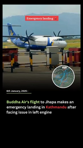 Buddha Air ATR - 72 aircraft flying from Tribhuvan International Airport, Kathmandu to Bhadrapur, Jhapa has made an emergency landing in Kathmandu after facing a technical issue in the left engine. The aircraft was diverted midway and landed in Kathmandu. Other planes were hold for some time in the air. All the passengers will be sent to Bhadrapur, Jhapa in another plane. Follow us for more updates on politics, sports, entertainment and finance. #nepal #buddhaair #airline #nepalairlines #kathman