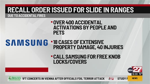 Samsung recalls 1.1 million electric ranges due to fire hazard