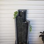 59" H Waterfall Fountain Large Outdoor Water Fountain Indoor for Garden, Patio, Backyard, Deck, Porch with LED Lights,Faux Slate Contemporary Water Fall