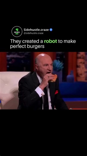 Business | Income | AI on Instagram: "RoboBurger introduced a fully autonomous burger vending machine that can cook and assemble a fresh burger in about four minutes, all within a compact footprint of roughly 12 square feet. The machine grills the patty, toasts the bun, dispenses condiments, and assembles the burger automatically, removing the need for kitchen space, staff, or traditional restaurant infrastructure. The concept drew strong interest on Shark Tank, where Kevin O’Leary and Michael R