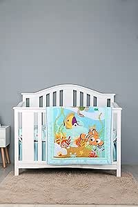 2 PCs Blue Ocean Themed Nursery Crib Bedding Set Quilt Fitted Sheet Baby Cot Bedding Set