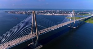 Arthur Ravenel Jr Bridge Aerial Drone: video stock (100% royalty free) 1062521131 | Shutterstock