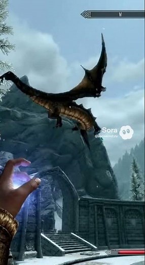 Летсплеер словил странный глюк с драконом в Скайриме дракон превратился в червяка с крыльями