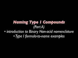5.02 Nomenclature: Type I Compounds (Part 1)