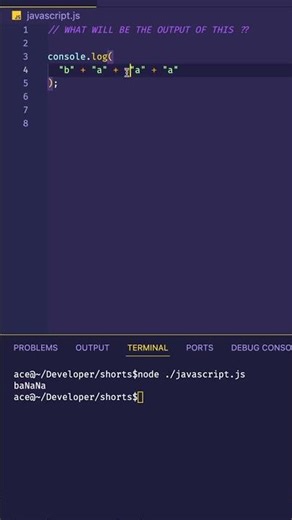 JS interview : “baNaNa” Output Explained #shorts #javascript #coding #programming #tutorial #shorts