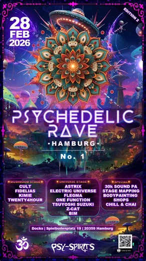 PSY-SPIRITS EVENTS 👽 on Instagram: "Tauche ein in die Welt der Psychedelic & Progressive Trance Der Psychedelic Rave No 1 Hamburg Die Edition 2 wird noch besser musikalisch & Virtuelle Mapping Version. HIGHLIGHTS - fetten 30k Subwoofer - Soundsystem - Bus und Bahn direkt vor der Tür - Stage Mapping - Food vor der Tür - nette UV Shops - UV Bodypainting - Line - Up International Creme de`la Creme Line - Up | 2 Floors - Astrix | Shamanic Tales | Israel - Electric Universe | Sacred Technology | Ger