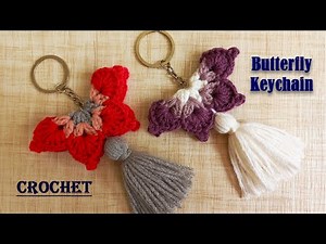 butterfly keychain crochet | easy crochet keychain tutorial | DIY keychain