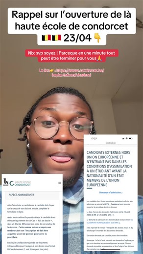 Rappel sur l’ouverture de la haute école de Condorcet