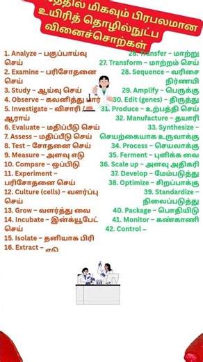 Biotechnology Verbs in Tamil