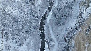 Snowy landscape at Filisur Albula with famous Landwasser Viaduct in the Swiss Alps on a snowy autumn day. Movie shot November 22nd, 2024, Filisur Albula, Switzerland.