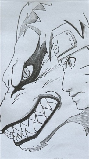 How to Draw Naruto and Kurama (Nine-Tails) | Step-by-Step Pencil Sketch #shorts