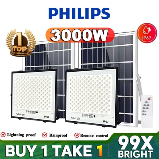 3000W BUY 1 TAKE 1 Solar Light Sensor LED Outdoor Lights Flood Light Waterproof Street Solar Lamp | Lazada PH