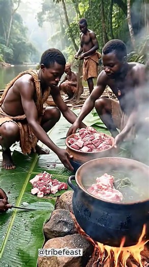 Baka Tribe Butchering Giant Python in the African Jungle 🐍🔥#tribalfood #triballife #shorts#duet