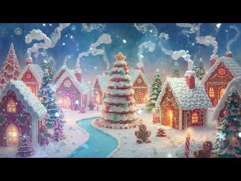 Gingerbread Christmas Village Ambience 🍭 Candy Wonderland, Snowfall, Relaxing Holiday Atmosphere