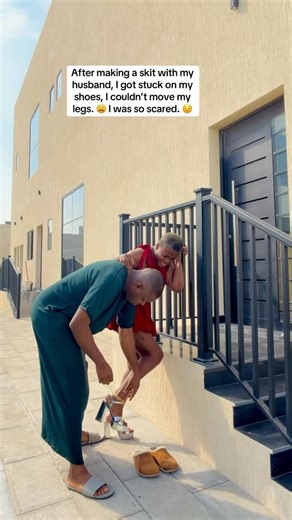 Angela Nwosu on Instagram: "After making a skit with my husband, I got stuck on my shoes, I couldn’t move my legs. 😩 I was so scared. 😟"