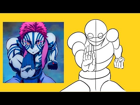 How to Draw Anime Characters in Dynamic Poses | Drawing Akaza's Fighting Poses