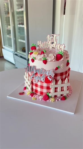 Custom Strawberry Ube Leche Flan Cake