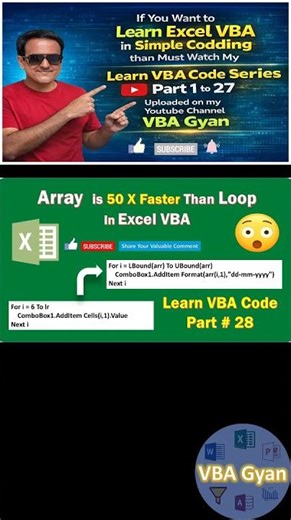 Array Variable in Excel vba #shorts #excel