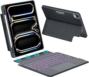 iPad Pro 12.9 inch Keyboard Case with Pencil Holder - Detachable Backlit Keyboard with Kickstand,Combo Touch Trackpad - Black (3rd,4th,5th,6th Gen - 2018,2020,2021,2022)