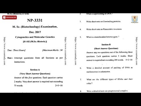 MSC 1ST SEM BT CYTOGENETICS AND MOLECULAR GENETICS NP DEC 2017 | CCSU