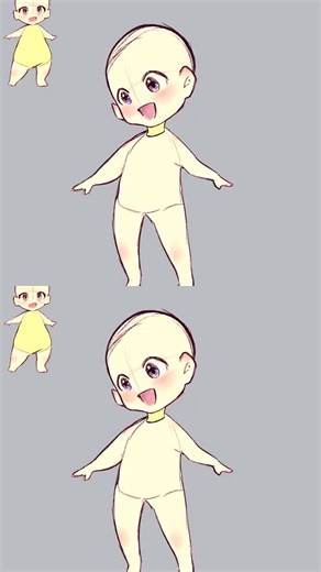 Digital Chibi Body Speedpaint ✨🍼 Cute Anime Pose #shorts