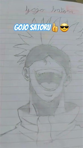 drawing of gojo while laughing