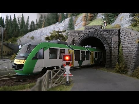Model Railway Layout with High Speed Trains in HO scale