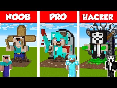 Minecraft NOOB vs PRO vs HACKER: STATUE HOUSE BUILD CHALLENGE in Minecraft / Animation
