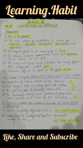 Nutrition in Animals | All Question and Answers | Chapter 2| NCERT SCIENCE VII