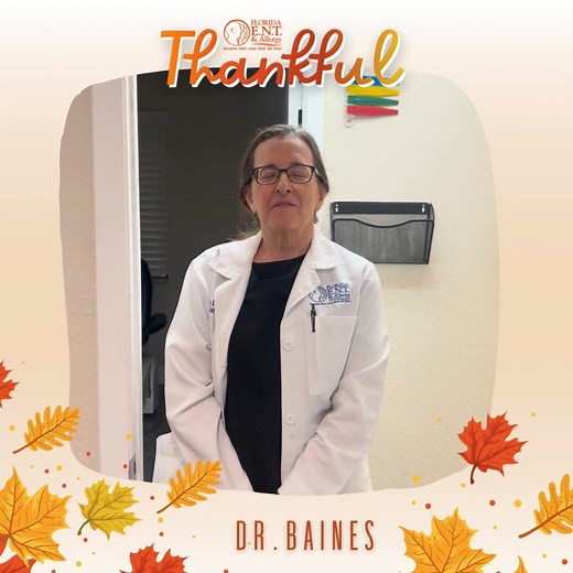This #ThankfulNovember, hear from Dr. Pamela Baines as she shares what she’s grateful for this season. 💙 We are so thankful for her dedication, expertise, and compassionate care—she’s been an essential part of our practice for many years! #FENTA #FloridaENTandAllergy #ThankfulNovember #DrPamelaBaines | Florida ENT & Allergy