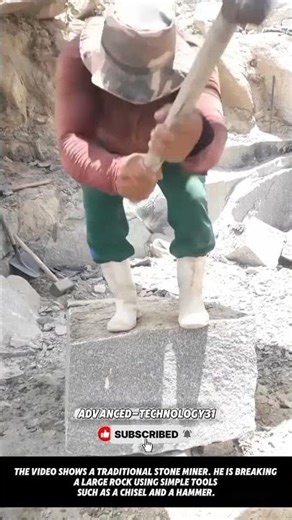 Working with Hammer and Chisel: Traditional Stone Mining !! #innovation #tool #tools