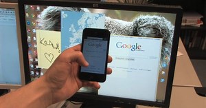 Virtual Projection emulates laws of physics for screen sharing between devices