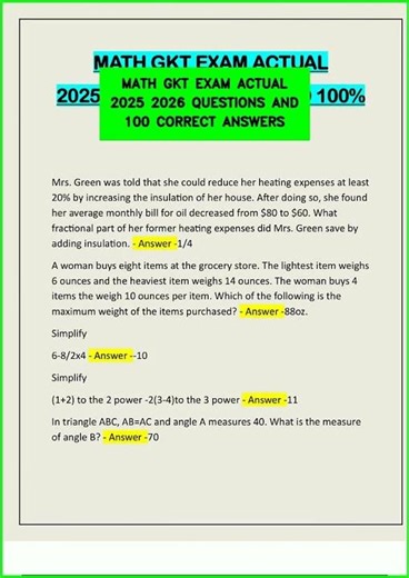 MATH GKT EXAM ACTUAL 2025 2026 QUESTIONS AND 100 CORRECT ANSWERS video
