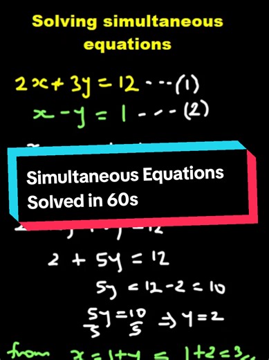 Simultaneous Equations Solved #mathematics #mathtrick #tiktoktut #quickmathstips #mathematik #gcse #algebra