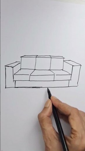 How to draw a sofa set and table in one point perspective easy for beginners #drawing