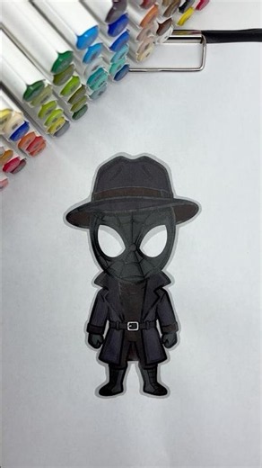 Coloring Cute Spidey Noir 🕷️ | #spiderman #marvel #coloring #coloringtime #markers