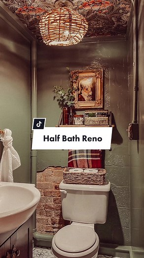 DIY Vintage Sage Green Powder Room Renovation