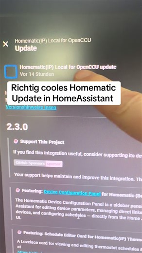Cooles Update für Homematic Integration in HomeAssistant