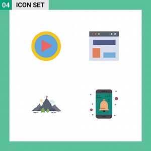 Download Pictogram Set of 4 Simple Flat Icons of video achievement user web layout mission Editable Vector Design Elements for free